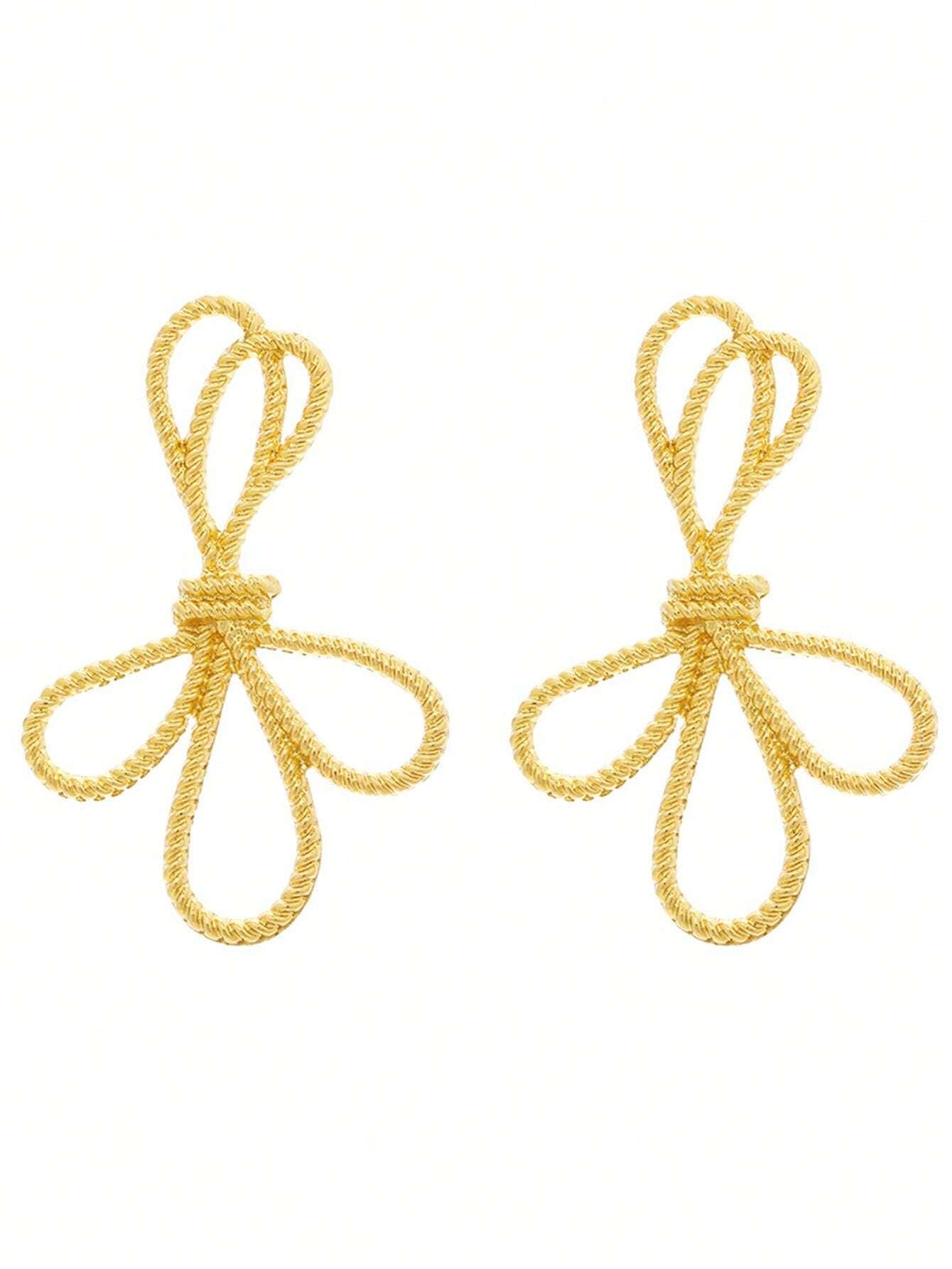 1 Pair Gold Bow Knot Earrings Valentines,Mom,Mother,Mother'S Day,Gift