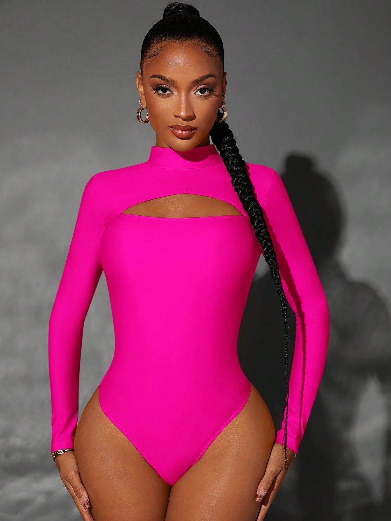 SXY Mock Neck Cut Out Bodysuit Concert Long Summer Dress Prom Dress Sexy Dress Valentine Day Dress