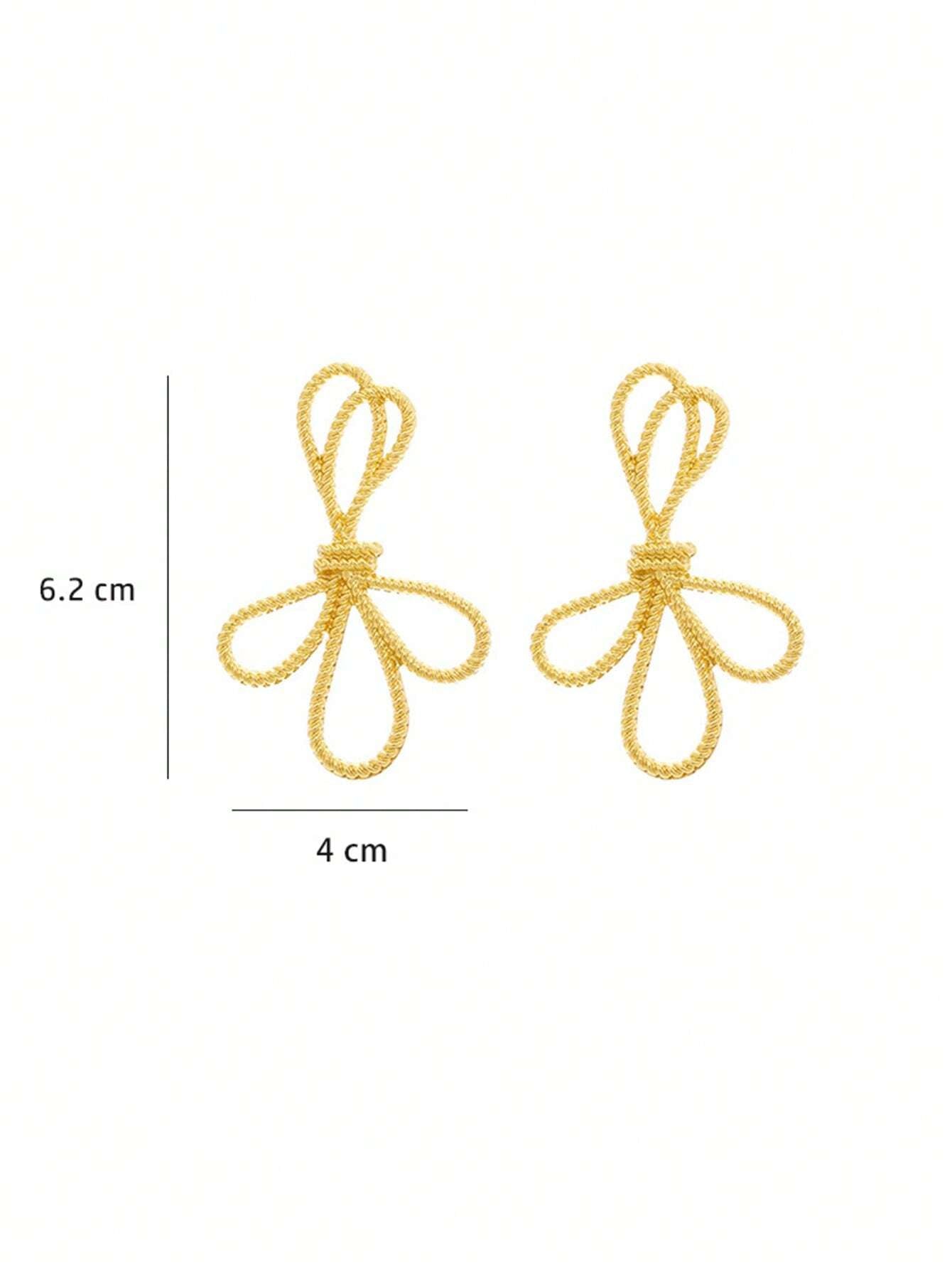 1 Pair Gold Bow Knot Earrings Valentines,Mom,Mother,Mother'S Day,Gift
