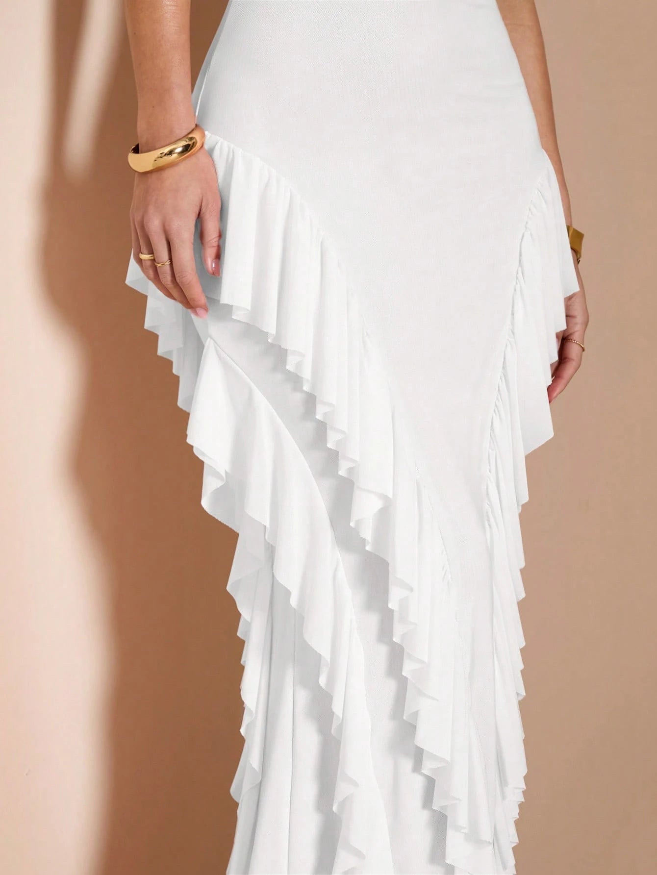 BAE Elegant Women'S Layered Ruffle Trim Dress, Suitable for Casual, Date, Outing, Nightclub Party, Autumn