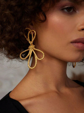 1 Pair Gold Bow Knot Earrings Valentines,Mom,Mother,Mother'S Day,Gift